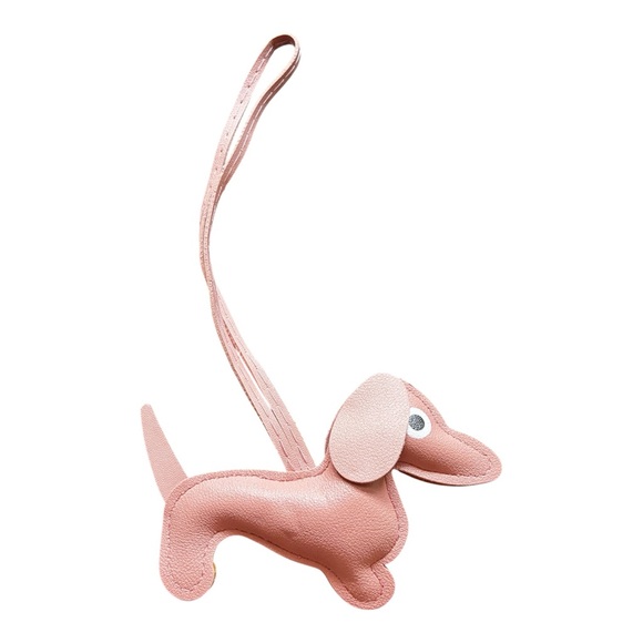 Pink Dachshund Bag Charm – Faux Leather Dog Keychain Accessory - Picture 3 of 3